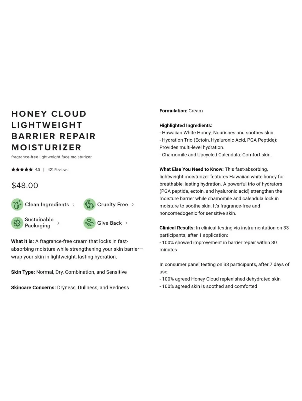 FARMACY Honey Cloud Lightweight Barrier Repair Moisturizer